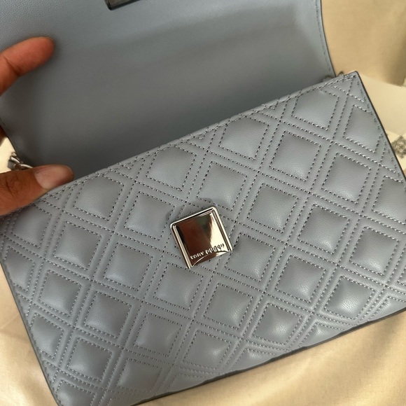 New Tory Burch SMALL FLEMING CONVERTIBLE SHOULDER BAG Gray blue - Picture 8 of 10